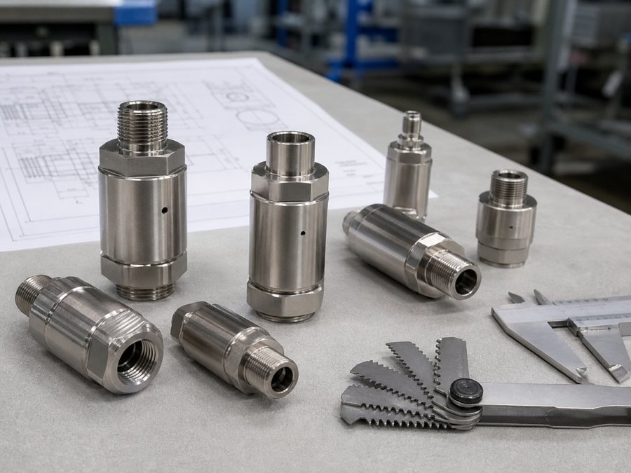 Stainless steel threaded pressure sensor housing project photo