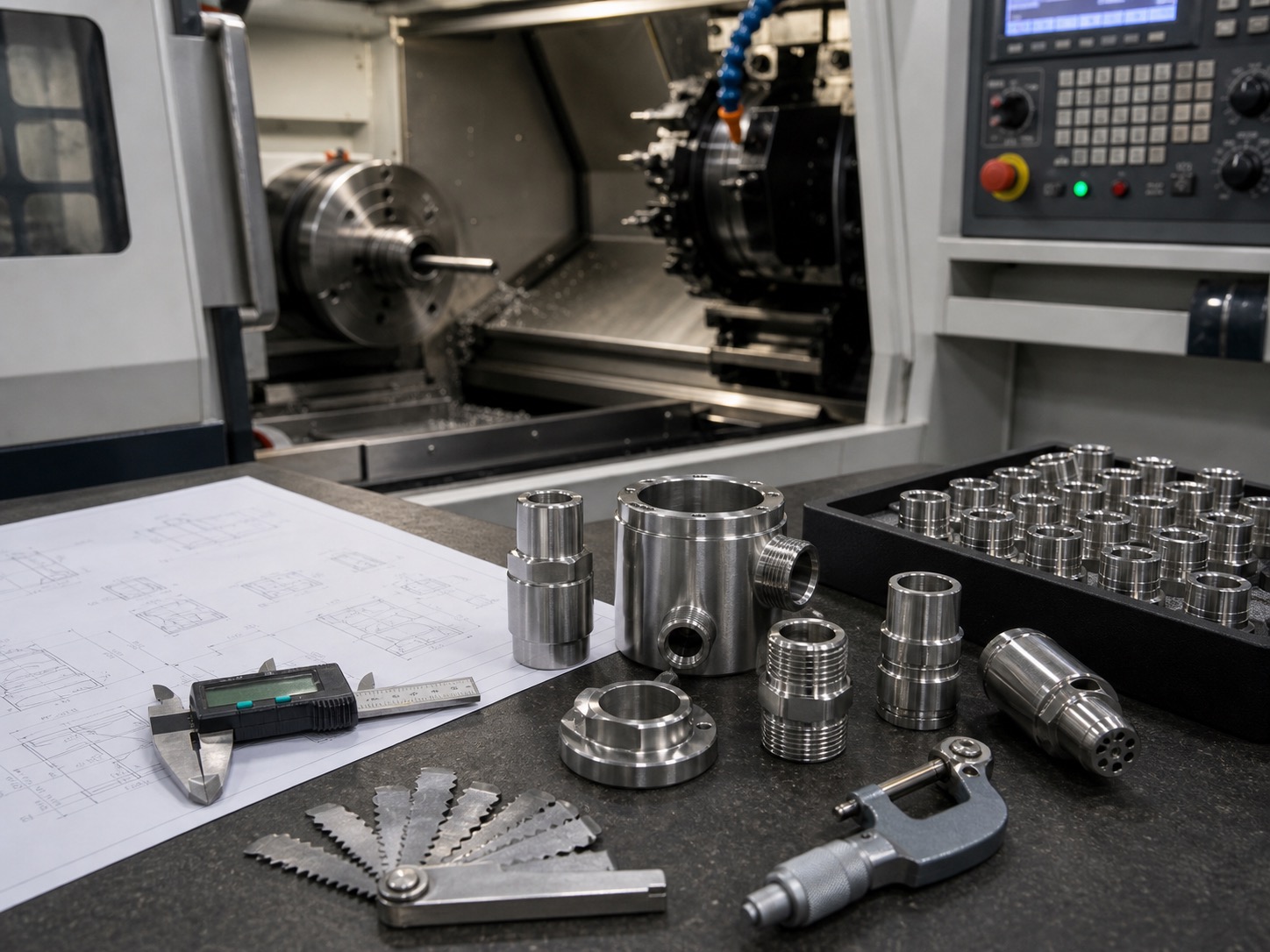 CNC machining and inspection setup for custom metal sensor housing parts