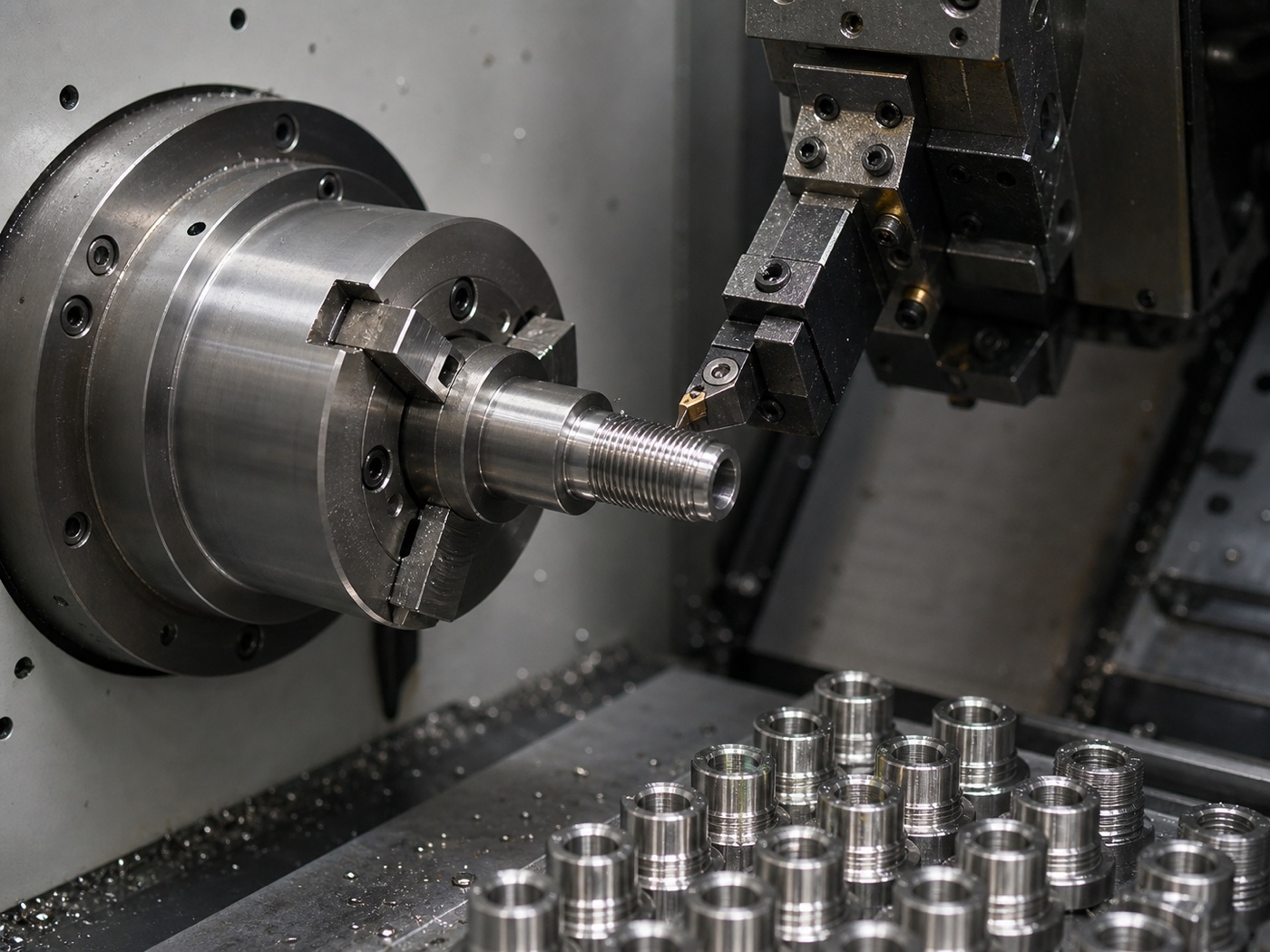 CNC turning threaded metal parts