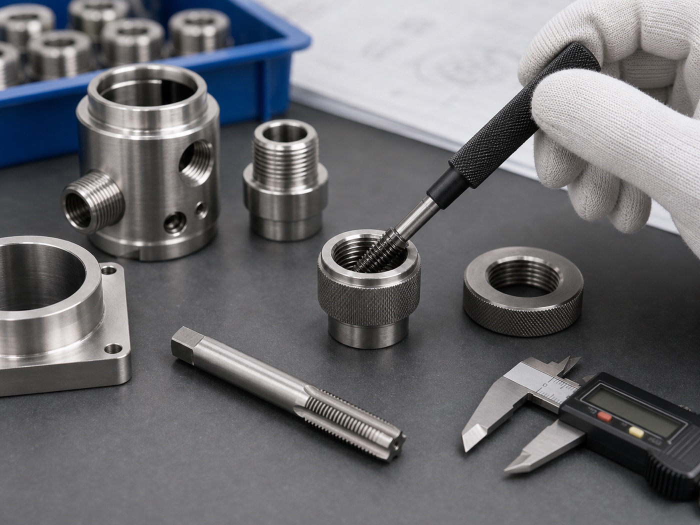 Thread gauge inspection for metal sensor housing components