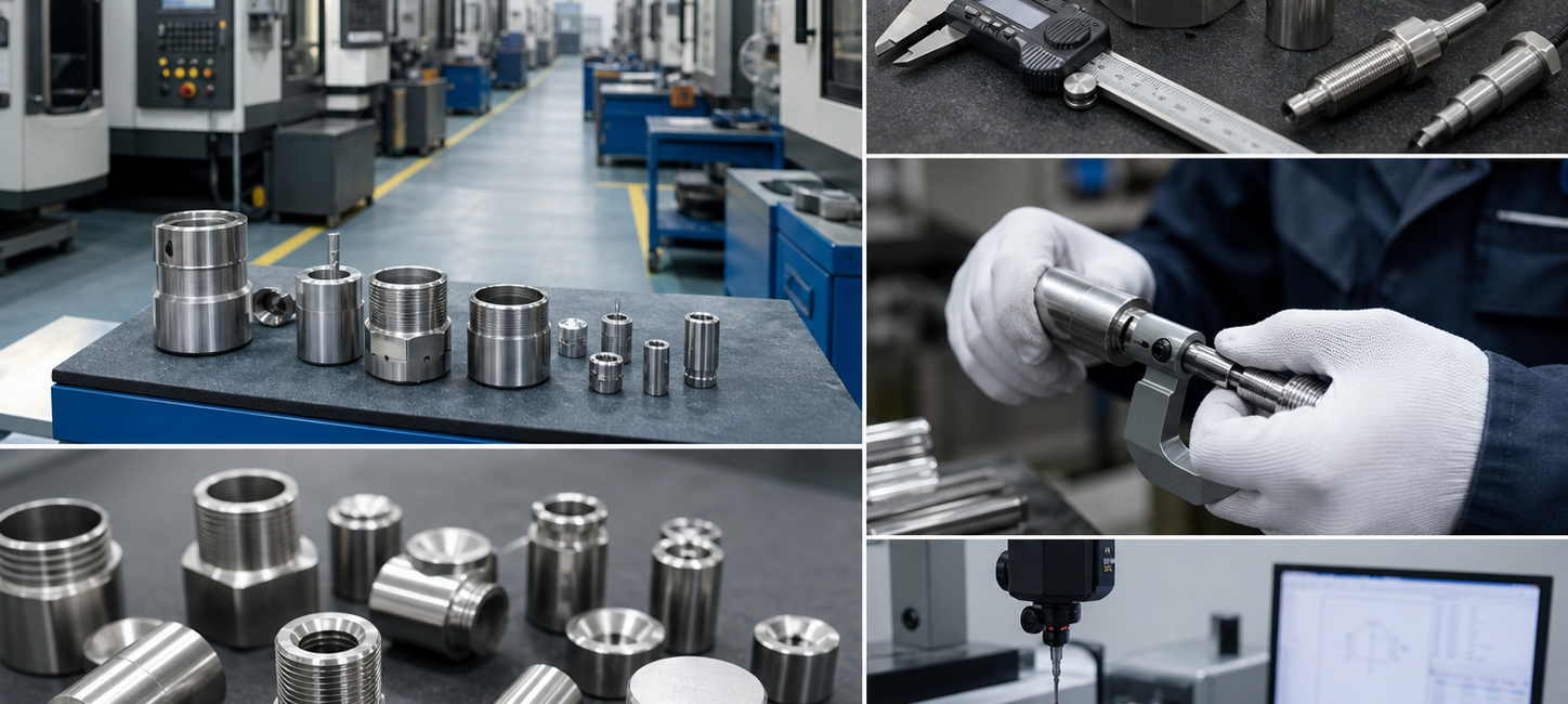 CNC machining workshop and quality inspection for metal sensor housings